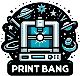 The original Print Bang logo: a 3D printer among the stars